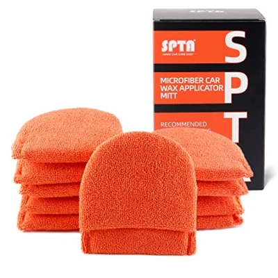 Image de éponge de polissage, SPTA 10 Pièces Applicateur cire en Microfibre 125mm, tampon d&#039;application pour cires, produits nettoyant peinture A1581SET