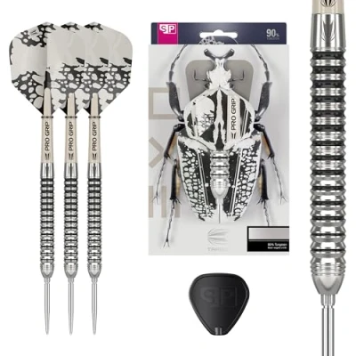 Image de Target Darts Jeu de fléchettes EXO Edition 90% tungstène avec Pointe en Acier Corps 23 g SP01 à Acier, Swiss Point tiges Pro Grip et ailettes n6,