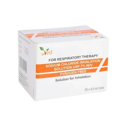 Image de Solution saline hypertonique pour inhalation VED, chlorure de sodium à 7% (NaCl), 25 flacons unitaires 4,0 ml adultes et enfants.