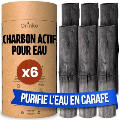 Image de orinko Binchotan Bio 6X Charbon Actif de Bambou pour Purification d&#039;eau en Carafe Passez Vous l&#039;eau Bouteille Pendant 1 an avec Notre Végétal [Satisfait ou Rembourse]