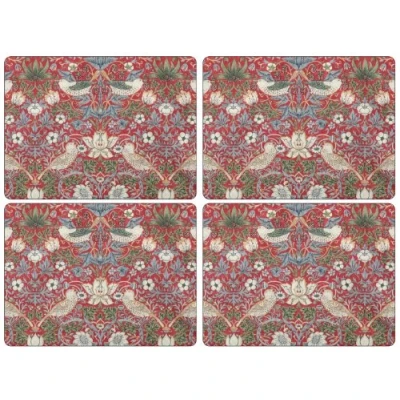 Image de Pimpernel Strawberry Thief Rouge Sets de Table, Bois, Multicolore, Petit, Set 4