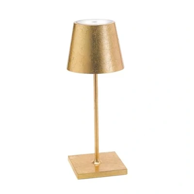 Image de Zafferano, Lampe Poldina Pro Mini avec Feuille d&#039;Or, de Table Rechargeable et Sans Fil Contrôle Tactile, Utilisable comme d&#039;Intérieur, Dimmer 2200 3000 K, Hauteur 30 cm