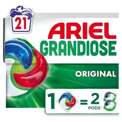 Image de Ariel Grandiose PODS, Lessive Liquide En Capsules 21 Lavages, Original 2 X Action Détachante et Anti Odeur