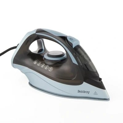 Image de Beldray BEL01621IBVDE PowerLite Fer vapeur 3200W, arrêt automatique, jet de 200g/min, réservoir 320ml, semelle céramique, commande température variable, anticalcaire/égouttement