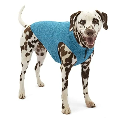 Image de Kurgo Pullover pour Chien Core Sweater, Compatible avec Harnais Chien, Polaire légère, Fermeture éclair à Double Sens, Taille M, Bleu