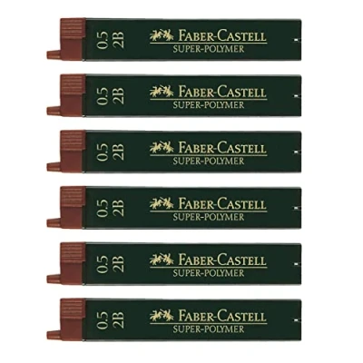 Image de Faber Castell 205027 Lot de 6 mines fines Super Polymer, avec 12 chacune, 0,5 mm, dureté 2B