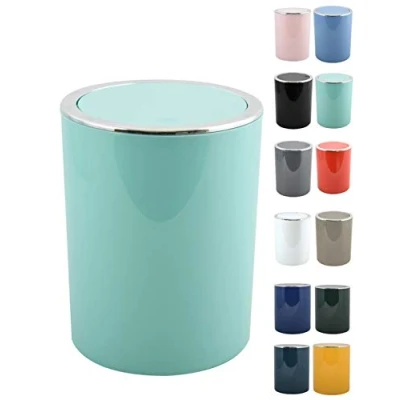 Image de MSV Salle de Bains Aspen Design Poubelle à pédale Push Couvercle basculant Récipient ordures oscillant 6 litres (ØxH): Approx. 18,5 x 26cm Vert Pastel