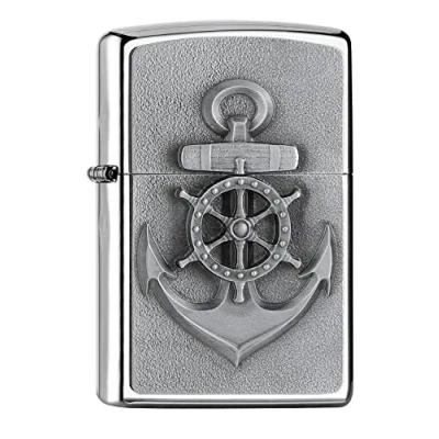 Image de ZIPPO Modèle Ancre High Polish Chrome Emblem Attached Briquet Coupe Vent, Rechargeable, dans Une boîte Cadeau de Haute qualité