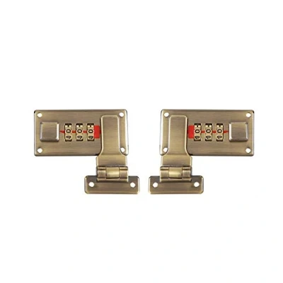 Image de 2 Pièces Moraillon de Boîte à Outils, Moraillons Valise Bagages Avec Serrure Combinaison, Combinaison Remplacement 3 Chiffres(Bronze Couleur)