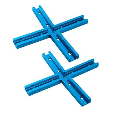 Image de POWERTEC 71698V Kit d&#039;intersection en T de 7,6 cm avec Trous Montage pré percés, pour Rail Universel, Accessoires gabarits et Fixations Travail du Bois