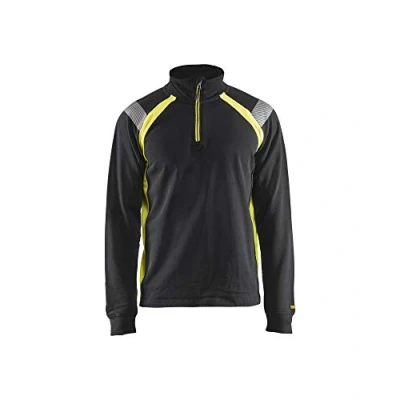 Image de Blaklader 34321158 SWEATSHIRT AVEC DEMI FERMETURE ÉCLAIR, Noir/jaune, taille L