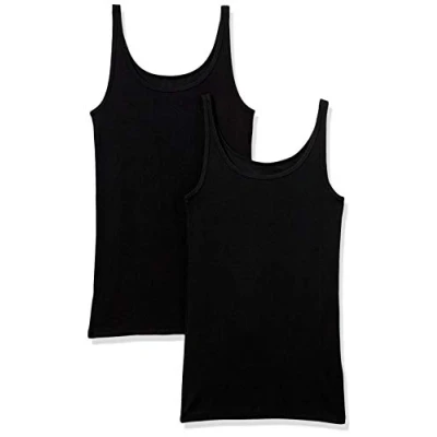 Image de Amazon Essentials Débardeur Coupe ajustée à Fines Bretelles Femme, Lot de 2, Noir, S