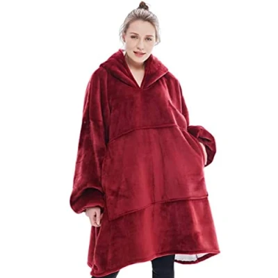 Image de YOULIKE Sweat à Capuche Oversize Sherpa Couverture Super Douce et Chaude Confortable Taille Unique pour Hommes, Femmes, Filles, garçons, Amis(Rouge)