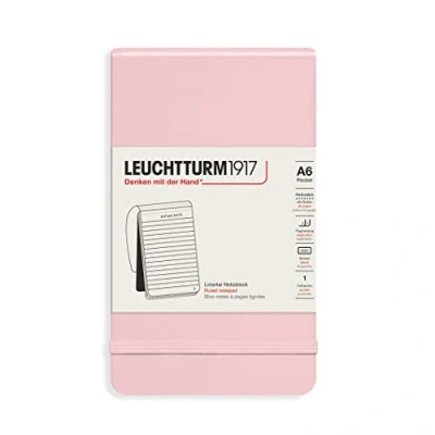 Image de LEUCHTTURM1917 364407 Bloc notes Pocket (A6), couverture rigide, 184 pages numérotes, powder, ligné