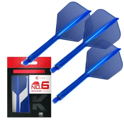 Image de Target Darts K Flex Integrated Dart Flight And Shaft, No.6 Bleu (moyen) Pack de 3 fléchettes No 6, 2 en 1 moulé avec précision et tige fléchette Accessoires professionnel