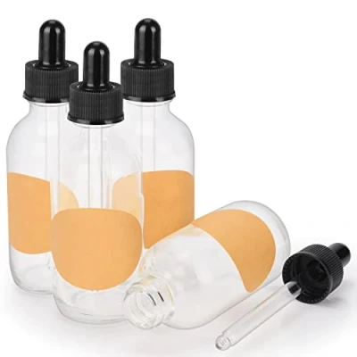 Image de stonylab 60 ml (2 oz) 4 Pack Flacon Compte gouttes en Verre, Transparente Verre Vide avec Conique, Étiquette pour Huiles Essentielles Fragrances