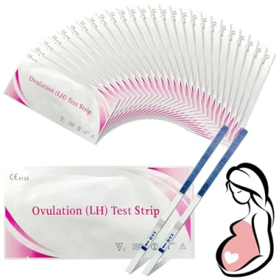 Image de 50 Tests d’Ovulation, Test Ovulations Kit, d&#039;ovulation en Soutenu, et de Fertilité Grossesse Précoce Bandelette pour Femme