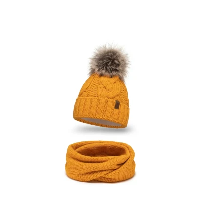 Image de Vivisence 7014 Beanie AND LOOP Scarf SET Écharpe tube, Femme, Taille: One Size, Honey