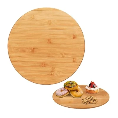 Image de Relaxdays Plateau tournant en Bambou, Rotatif à 360, Rond, pour Le Service, Vos épices, diamètre : 40 cm, Nature