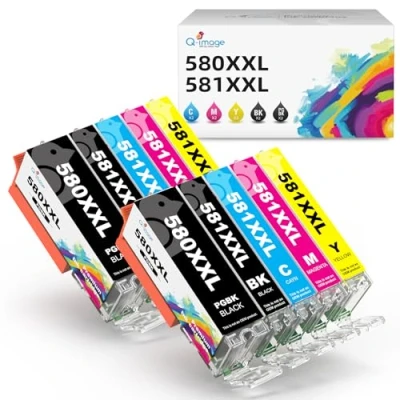 Image de Q image 580XXL 581XXL Compatible avec Cartouches Canon 580 581 XXL Multipack, pour Pixma TS8150 TS8250 TS6150 TS6151 TR8550 TR7550 TS8151 TS9150(PGBK Noir Cyan Magenta Jaune, 10 Pack)