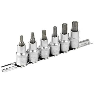 Image de DAKCOS Bit Set Torx Jeu de douilles pour entraînement carré 1/2&quot;, en CR V, embout S2, T30 T60
