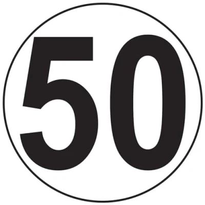 Image de Autocollant Sticker Macaron Limitation de Vitesse Autocars Tracteur Poids Lourds Disque Camion 50 KM/H adhésif 20 cm Diamètre