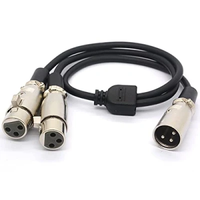 Image de CentBest Câble XLR Y diviseur adaptateur mâle vers double femelle Y, cordon d&#039;extension pour audio micro 50 cm (1 2 femelles)