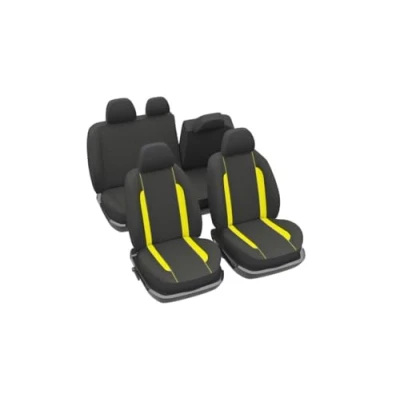 Image de DBS Jeu de Housses Banquette Arriere fractionable Maille frappée Noire Mesh et joncs Jaune