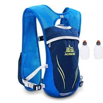 Image de AONIJIE 5.5L Sac à Dos hydratation extérieur Mochilas Trail Marathoner Running Race Gilet d&#039;hydratation (Azul+2pcs 250ml Botella)
