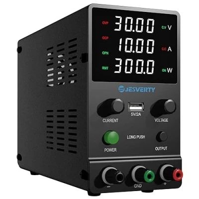 Image de Alimentation CC Variable, 0 30V 10A, de Banc réglable avec Bouton d&#039;encodeur, contrôle Sortie, Affichage LED à 4 Chiffres Haute précision, Port USB 5 V/2 A, Jesverty SPS 3010H