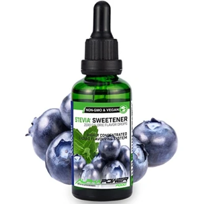 Image de ALPHAPOWER FOOD Stévia Gouttes de myrtille arôme alimentaire naturel I Édulcorant Liquide très concentré 1 x 50 ml. flavour Stevia drops, Flavdrops