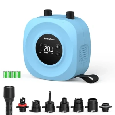 Image de Hydrohero Pompe électrique pour Paddle, Sup Haute Pression Rechargeable 20 PSI, gonflage/dégonflage à Double étage, arrêt Automatique Planches de Kite, tentes, Bateaux (Bleu)
