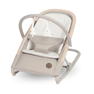 Image de Maxi Cosi Kori chaise transat bebe et siège 2 en 1 avec arche à jouets, 0 ans, jusqu&#039;à 15 kg, baby bouncer, nouveau né, 3 positions d&#039;inclinaison, harnais facile installer, Classic Beige