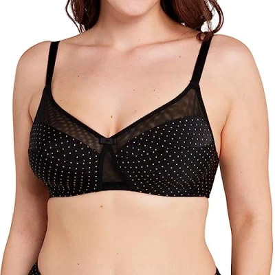 Image de sans Complexe, Soutien Gorge Classique Armature, pour Femmes, Modèle Complice 70SAD81, Imprime Pois Noir &amp; Ocre, 105E