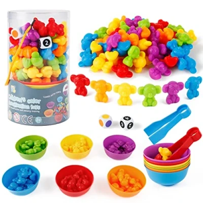 Image de Victse Jeux Montessori 2 3 4 5 Ans, Jouet pour Comptage et Tri, Jeu de Tri Motricité Fine Educatif Enfants Classification des Couleurs (Koala)
