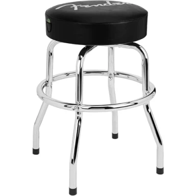 Image de Fender Tabouret, Idéal pour les joueurs et fans de Guitare, avec Logo Spaghetti Fender, Rembourré en Mousse, 24&quot;, Noir Chrome