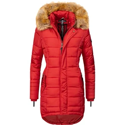 Image de Navahoo Papaya Manteau d&#039;hiver matelassé pour Dame avec Une Capuche Rouge S