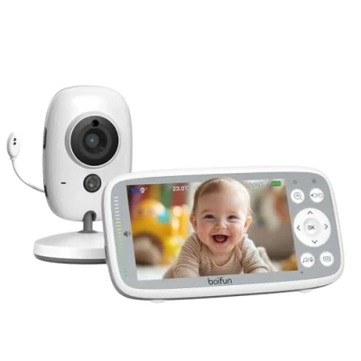 Image de BOIFUN 720P Babyphone Camera, Écran IPS, Vision Nocturne Infrarouge Invisible, Zoom 3X, Détection De Température, VOX, Pas WiFi (Mise À Jour La Version)