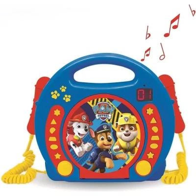 Image de Lexibook Lecteur CD PAW Patrol Helper on Four Paws Chase avec 2 micros intégrés, fonction de programmation, prise casque, pour enfants, alimentation secteur ou batterie, bleu/rouge, auxiliaire