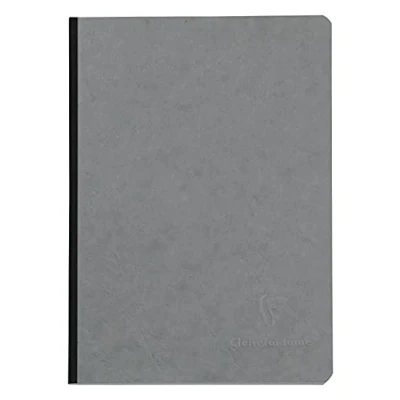 Image de Clairefontaine 795425C Collection Age Bag Un Carnet Cousu Dos Toilé Gris A5 14,8x21 cm 192 Pages Petits Carreaux Papier Blanc 90 g Couverture Carte Lustrée Grain Cuir