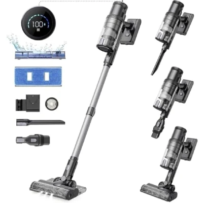 Image de Proscenic P11 Mopping Aspirateur Balai sans Fil, Laveur Fil avec Fonction Nettoyage de Sol,550W/45Kpa vec 60 Min d&#039;Autonomie,Léger pour Dur Tapis Sols Poils d&#039;animaux