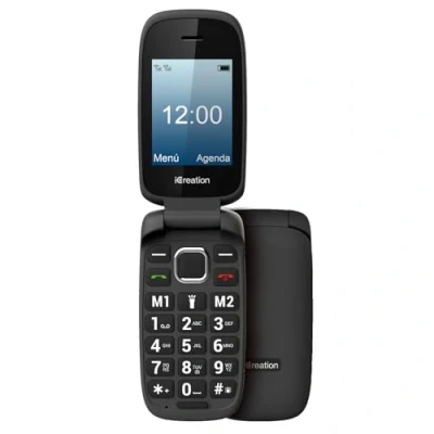 Image de iCreation C20 Téléphone Portable à clapet Noir avec écran 2,4&quot;, Grandes Touches, 2 mémoires directes, Bluetooth, Grande Batterie 800mAh, USB C et Double SIM