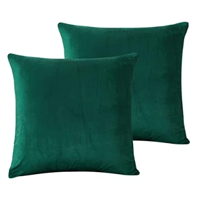 Image de Damier Lot de 2 taies d&#039;oreiller 80 x cm Vert foncé Hiver Peluche moelleuse et douce Toucher cachemire