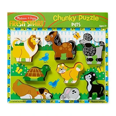 Image de Melissa &amp; Doug Puzzle À Grosses Pièces en bois Animaux de Compagnie, Cadeau pour enfants 2 3 4 ans, Jouets d&#039;éveil et 1er âge, d&#039;activité développement, Jouet éducatif