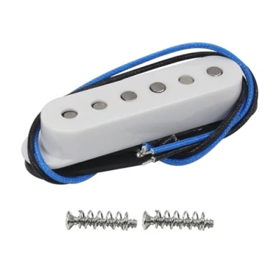 Image de FLEOR Micro simple bobinage Alnico 5 Micros ST guitare Intermédiaire Staggered pour électrique SQ, blanc