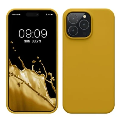 Image de kwmobile Housse Compatible avec Apple iPhone 14 Pro Max Coque de téléphone Fine Finition Douce Miel