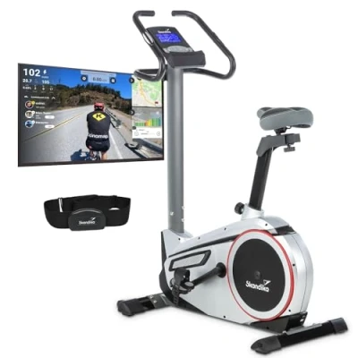 Image de Skandika Ergomètre Morpheus Vélo d&#039;appartement, masse d&#039;inertie de 12 kg, 32 niveaux, 24 programmes, Compatible avec Kinomap, sangle cardio, support pour tablette d&#039;intérieur jusqu&#039;à 150 kg