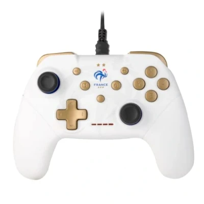 Image de Konix FFF Manette filaire pour Nintendo Switch, Switch OLED et PC Fonction vibration Câble 3 m Blanc