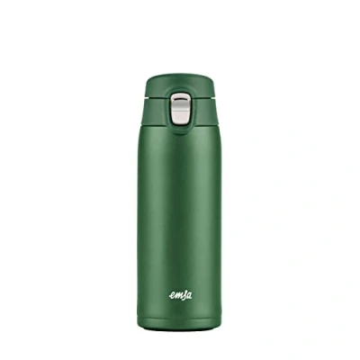 Image de Emsa Mug isotherme 0,4 L, 100% étanche, Corps en acier inoxydable, Couvercle Polypropylène, Sans bisphénol, Conservation optimale, Ouverture facile, Compact, Léger, Light Mug, Vert N2151900