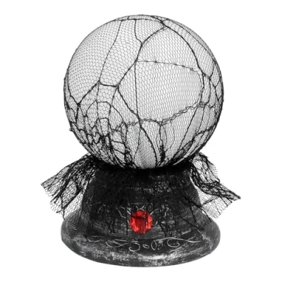 Image de Boland 73050 Boule de cristal interactive avec lumière et son, dimensions 19 x 13 cm, piles, décoration, objet Halloween, carnaval, fête à thème, noire